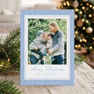 Elegant Minimalist Light Blue Christmas Photo Holiday Card
