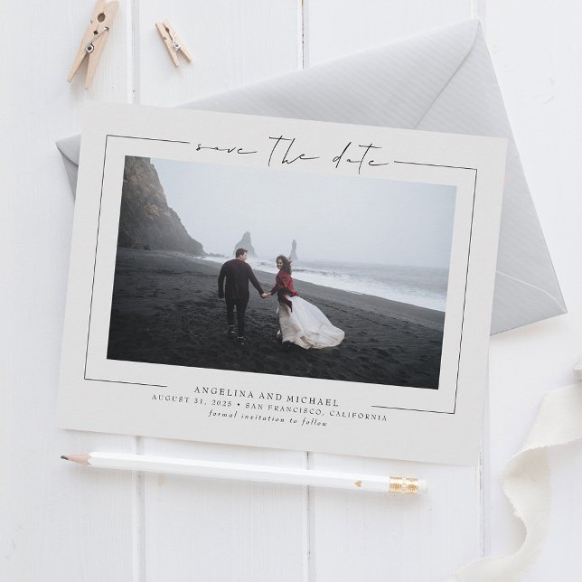 Elegant Minimalist Light Grey Save the Date Photo (Creator Uploaded)