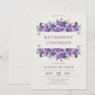 Elegant Minimalist Lilac Floral Retirement Invitation