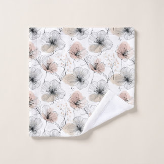 Elegant Minimalist Line Art Floral Pattern Wash Cloth