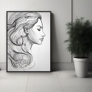 Elegant Minimalist Line Art Portrait Poster