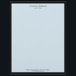 Elegant Minimalist Luxury Boutique Black/Blue Letterhead<br><div class="desc">An elegant and refined design elevates your name or business name through minimal and modern styling. The thin black border is grounded on a soft blue background to give a luxury feel to this classic letterhead design template. © 1201AM Design Studio | www.1201am.com</div>