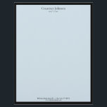 Elegant Minimalist Luxury Boutique Black/Blue Letterhead<br><div class="desc">An elegant and refined design elevates your name or business name through minimal and modern styling. The thin black border is grounded on a soft blue background to give a luxury feel to this classic letterhead design template. © 1201AM Design Studio | www.1201am.com</div>