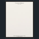 Elegant Minimalist Luxury Boutique Black/Ivory Letterhead<br><div class="desc">An elegant and refined design elevates your name or business name through minimal and modern styling. The thin black border is grounded on an ivory background to give a luxury feel to this classic letterhead design template. © 1201AM Design Studio | www.1201am.com</div>