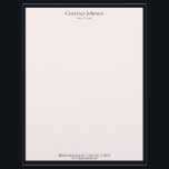 Elegant Minimalist Luxury Boutique Black/Pink Letterhead<br><div class="desc">An elegant and refined design elevates your name or business name through minimal and modern styling. The thin black border is grounded on a pastel pink background to give a luxury feel to this classic letterhead design template. © 1201AM Design Studio | www.1201am.com</div>