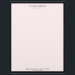 Elegant Minimalist Luxury Boutique Black/Pink Letterhead<br><div class="desc">An elegant and refined design elevates your name or business name through minimal and modern styling. The thin black border is grounded on a pastel pink background to give a luxury feel to this classic letterhead design template. © 1201AM Design Studio | www.1201am.com</div>