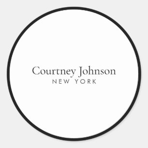 Elegant Minimalist Luxury Boutique Black/White Classic Round Sticker
