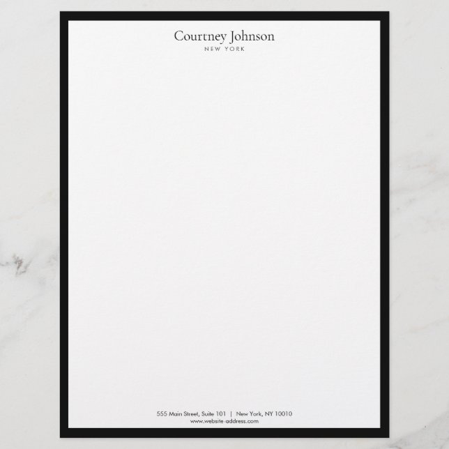 Elegant Minimalist Luxury Boutique Black/White Letterhead (Front)
