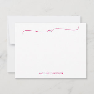 Elegant Minimalist Magenta Monogram Calligraphy Card