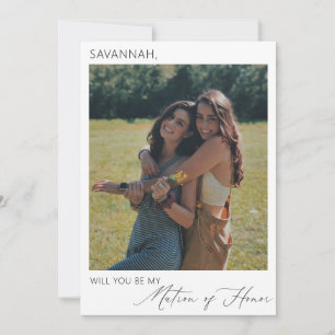 Elegant Minimalist Matron of Honour Proposal Photo Invitation