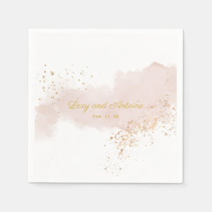 Elegant Minimalist Mauve Watercolor Gold Splatter Napkin
