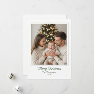 Elegant Minimalist Merry Christmas Family Photo Holiday Card