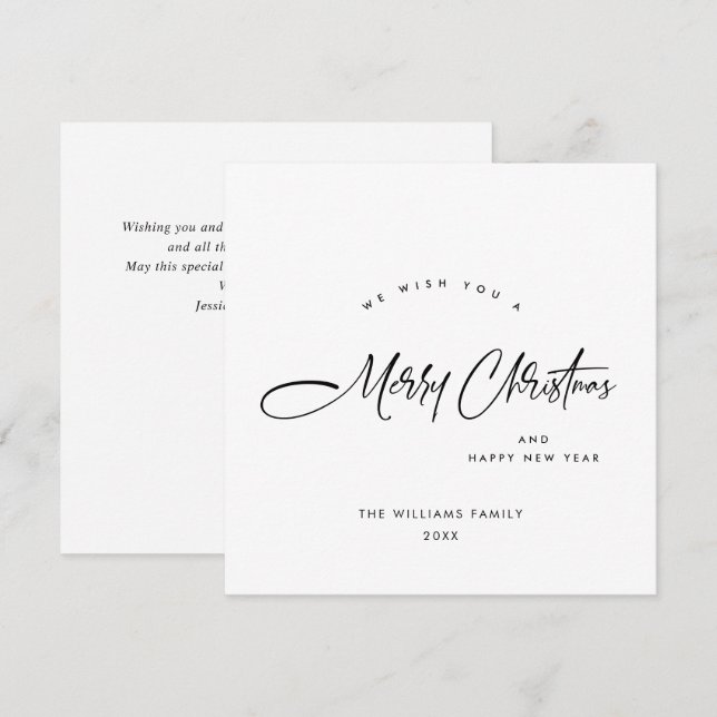 Elegant Minimalist Merry Christmas Greeting Holiday Card (Front/Back)
