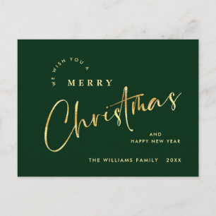 Elegant Minimalist Merry Christmas Greeting Holiday Postcard