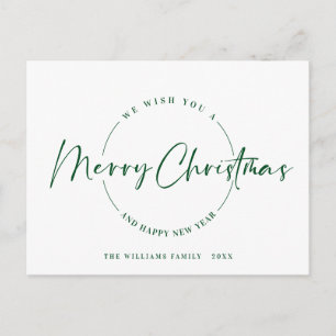 Elegant Minimalist Merry Christmas Greeting Holiday Postcard