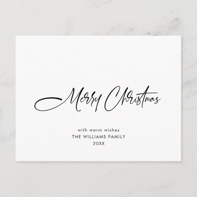 Elegant Minimalist Merry Christmas Greeting Holiday Postcard (Front)