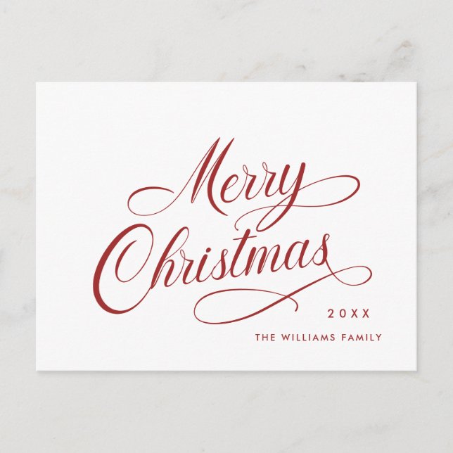 Elegant Minimalist Merry Christmas Greeting Postcard (Front)
