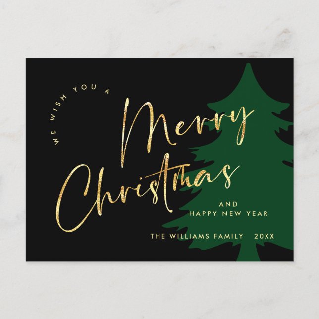 Elegant Minimalist Merry Christmas Greeting Postcard (Front)