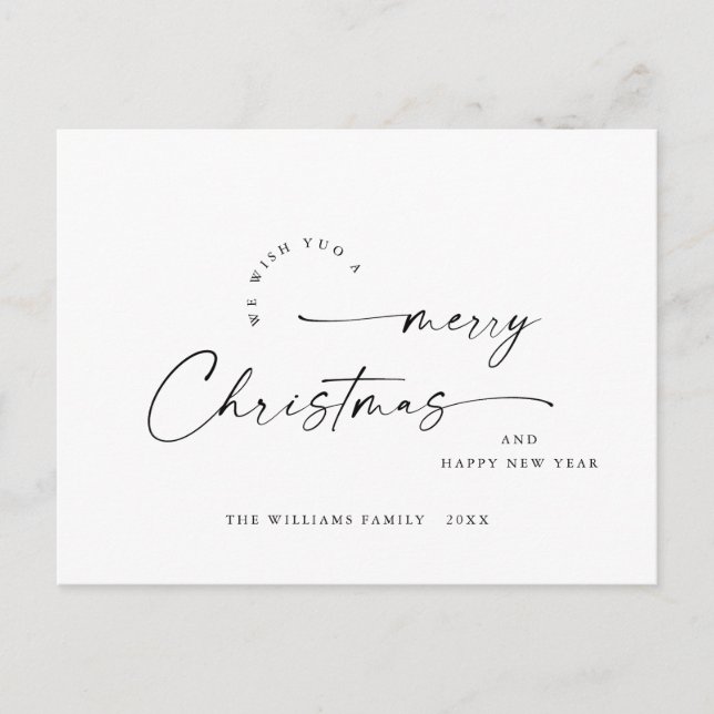 Elegant Minimalist Merry Christmas Greeting Postcard (Front)