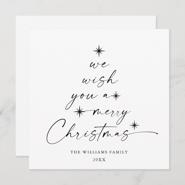 Elegant Minimalist Merry Christmas Hand Drawn Holiday Card (Front/Back)