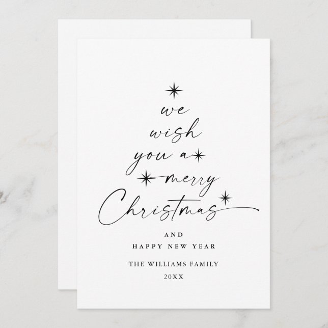 Elegant Minimalist Merry Christmas Hand Drawn Holiday Card (Front/Back)