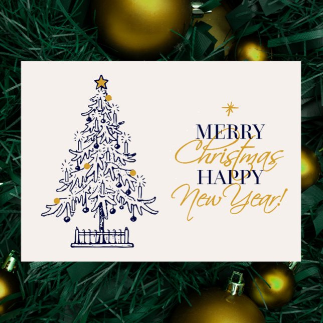 Elegant Minimalist Merry Christmas Tree Corporate Holiday Card (Creator Uploaded)