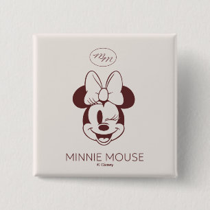 Elegant Minimalist Minnie Mouse Graphic 2 Inch Square Button
