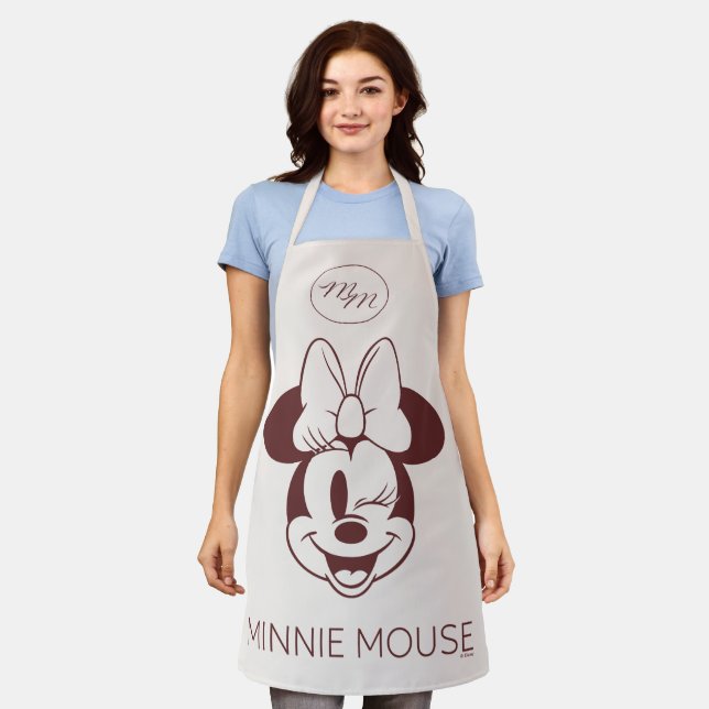 Elegant Minimalist Minnie Mouse Graphic Apron (Worn)