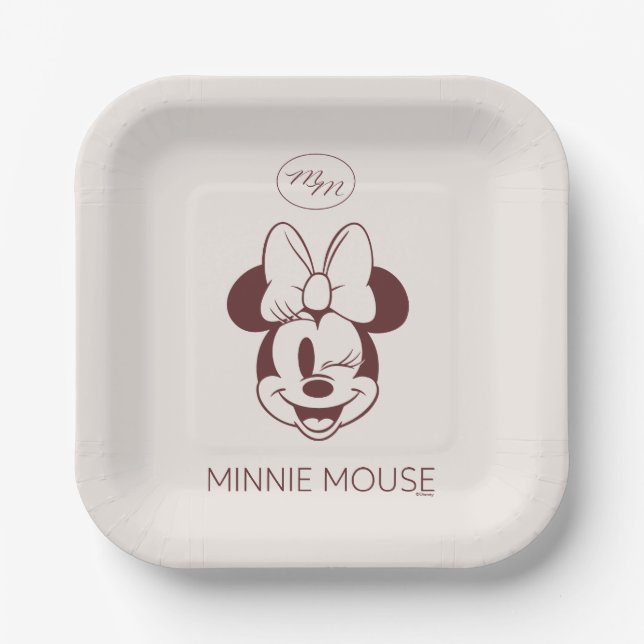 Elegant Minimalist Minnie Mouse Graphic Paper Plate (Front)