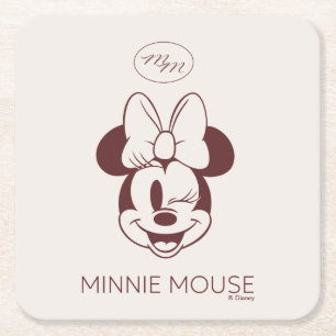 Elegant Minimalist Minnie Mouse Graphic Square Paper Coaster