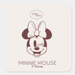 Elegant Minimalist Minnie Mouse Graphic Square Sticker