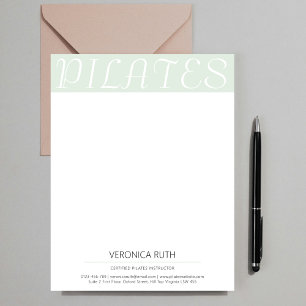 Elegant Minimalist Mint Green Pilates Letterhead