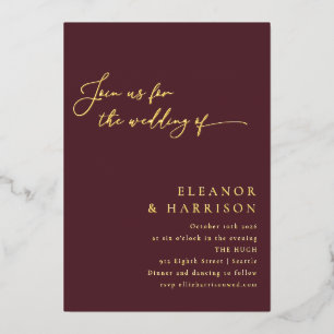 Elegant Minimalist Modern Burgundy Script Wedding