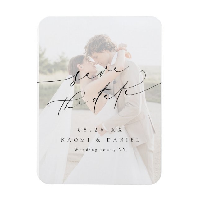 Elegant Minimalist Modern Chic Script Photo   Magnet (Vertical)