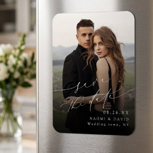 Elegant Minimalist Modern Chic Script Photo Magnet