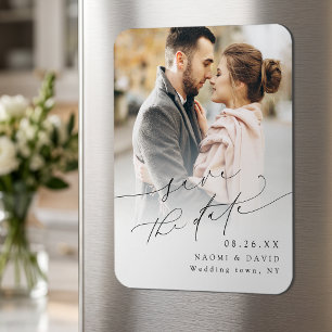 Elegant Minimalist Modern Chic Script Photo Magnet