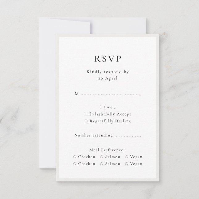 Elegant Minimalist | Modern Chic Simple Wedding RSVP Card (Front)