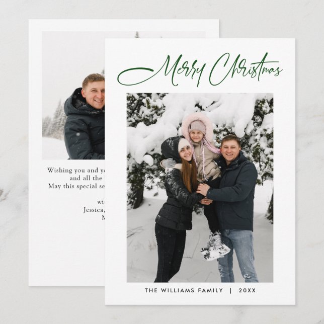 Elegant Minimalist Modern Christmas 2 Photo Holiday Card (Front/Back)