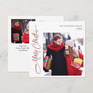 Elegant Minimalist Modern Christmas 3 Photo Holiday Card