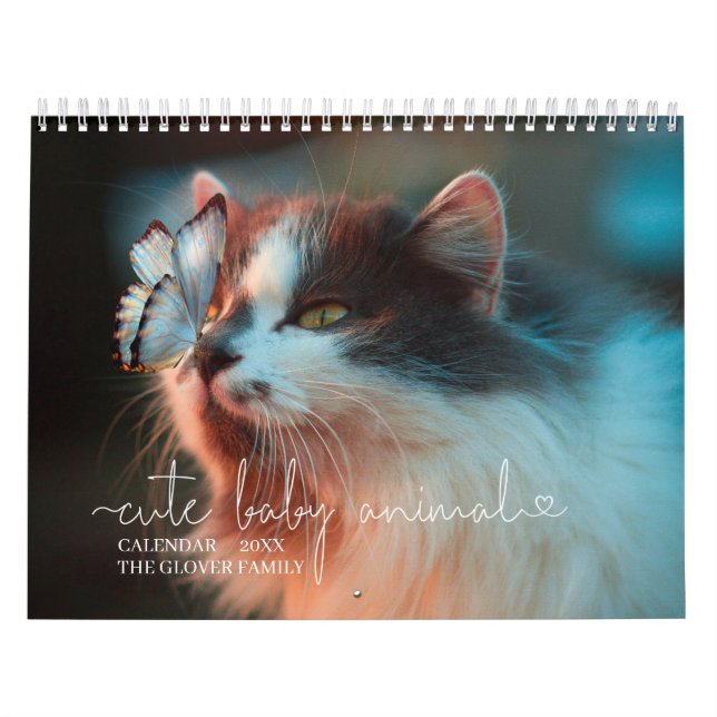 Elegant Minimalist Modern Family Personalized  Pho Calendar (Cover)