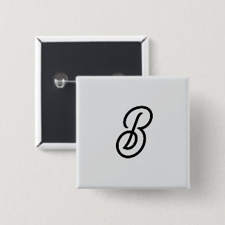 Elegant minimalist modern initial on grey 2 inch square button