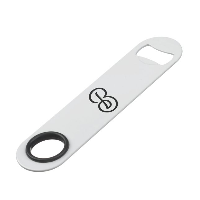 Elegant minimalist modern initial on grey bar key (Front Angled)