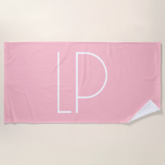 Elegant minimalist modern initial on pastel pink beach towel