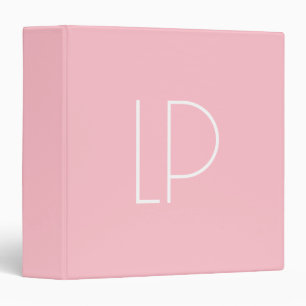 Elegant minimalist modern initial on pastel pink binder
