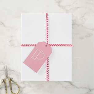 Elegant minimalist modern initial on pastel pink gift tags