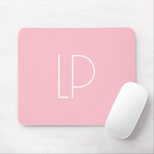 Elegant minimalist modern initial on pastel pink mouse pad