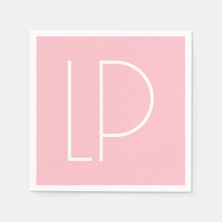Elegant minimalist modern initial on pastel pink napkin