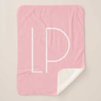 Elegant minimalist modern initial on pastel pink sherpa blanket