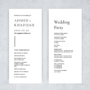 Elegant Minimalist Modern Islamic Wedding Program