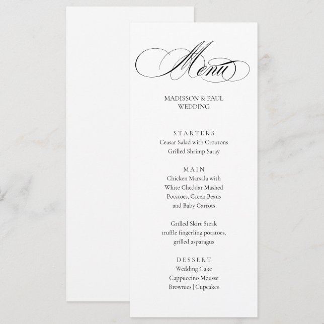 Elegant Minimalist modern Menu  (Front/Back)
